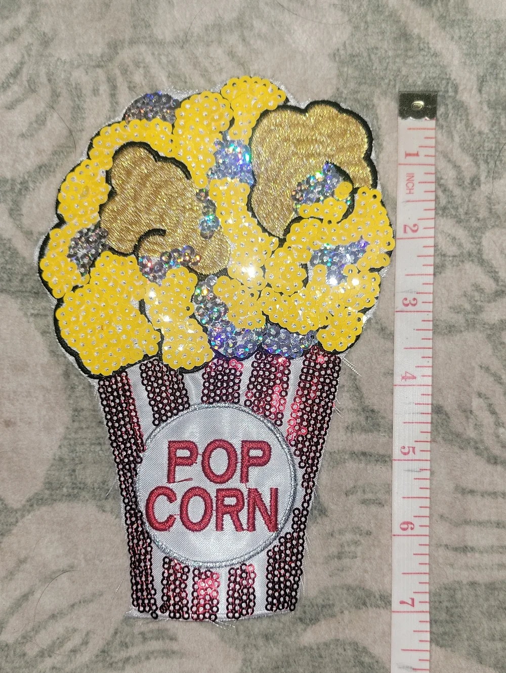 Popcorn Sequin Patch — Yellow Popcorn Design